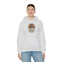 Border Collie Retro 70s Sunset Hoodie - Heavy Blend Cotton-Poly Fleece Pullover - Unisex White