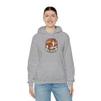 Calico Cat Retro Sunset Graphic Hoodie - Medium Weight Fleece Pullover - Unisex White