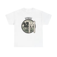 Ehwaz Rune Divine Horses T-Shirt - Heavy Cotton Classic Fit Tee - Unisex White