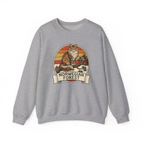 Norwegian Forest Cat Retro Sunset Sweatshirt - Heavy Blend Fleece Crewneck - Unisex White