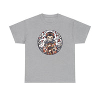 Ukiyo-e Samurai Cat Fan Dancer T-Shirt - Heavy Cotton Classic Fit Tee - Unisex White