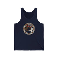Cat and Raven Norse Woodcut Tank Top - Lightweight Ringspun Cotton Jersey - Unisex White