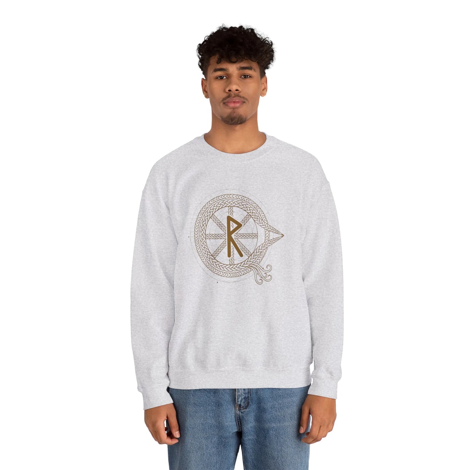 Raido Rune Journey Sweatshirt - Heavy Blend Fleece Crewneck - Unisex White