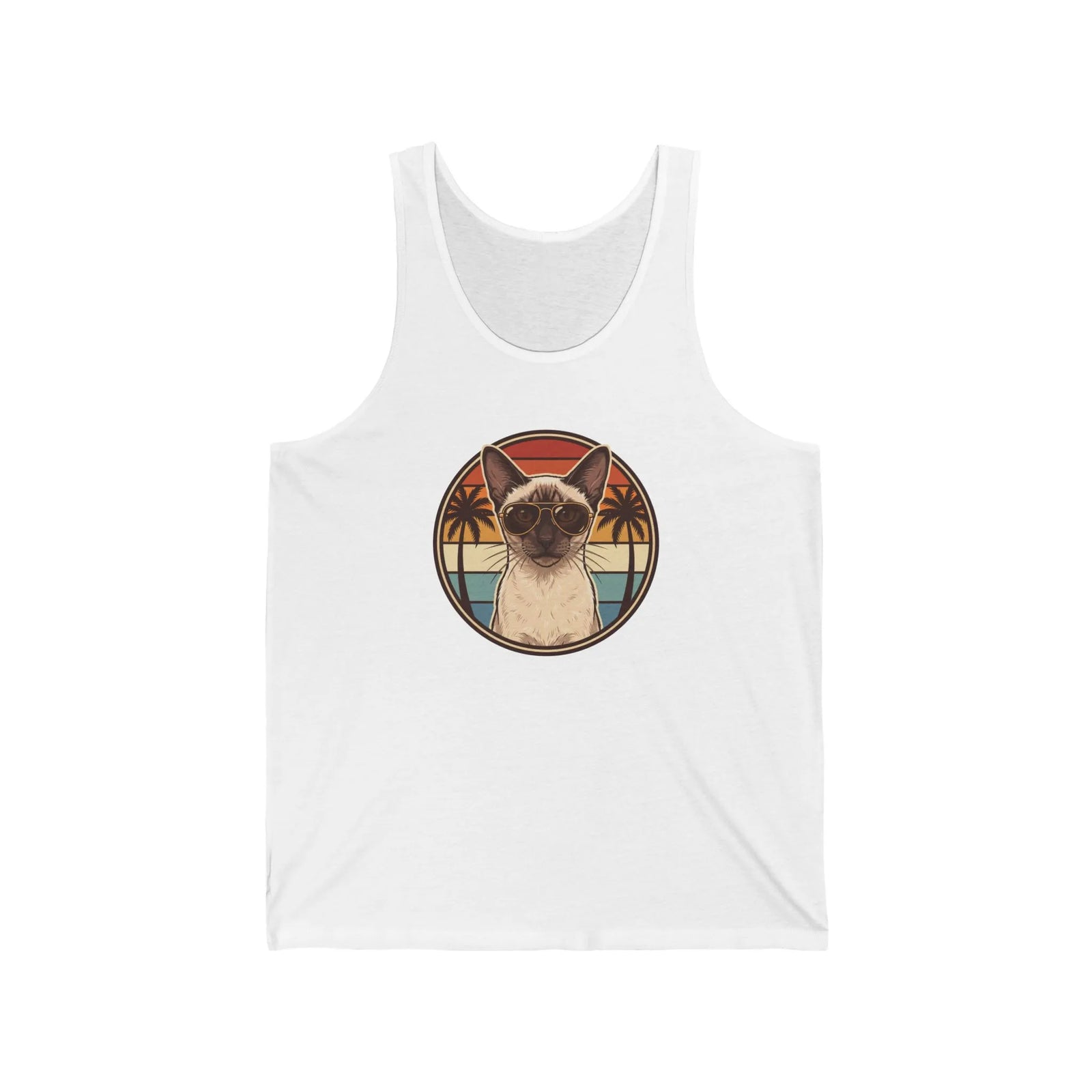 Siamese Cat Aviators Tank Top - Lightweight Cotton Jersey Retail Fit - Unisex White