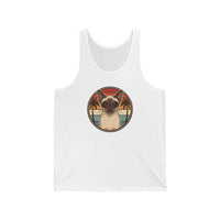 Siamese Cat Aviators Tank Top - Lightweight Cotton Jersey Retail Fit - Unisex White