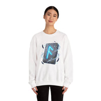 Ansuz Rune Divine Speech Graphic Sweatshirt - Heavy Blend Fleece Crewneck - Unisex White
