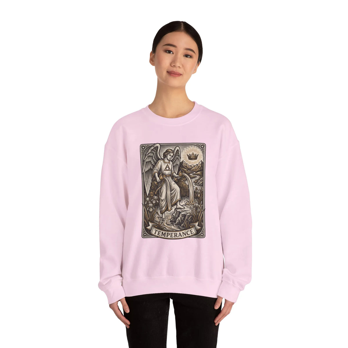 Temperance Tarot Card Angel Sweatshirt - Heavy Blend Fleece Crewneck - Unisex White