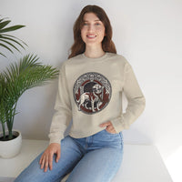 Garmr Norse Wolf Graphic Sweatshirt - Heavy Blend Classic Fit Crewneck - Unisex White