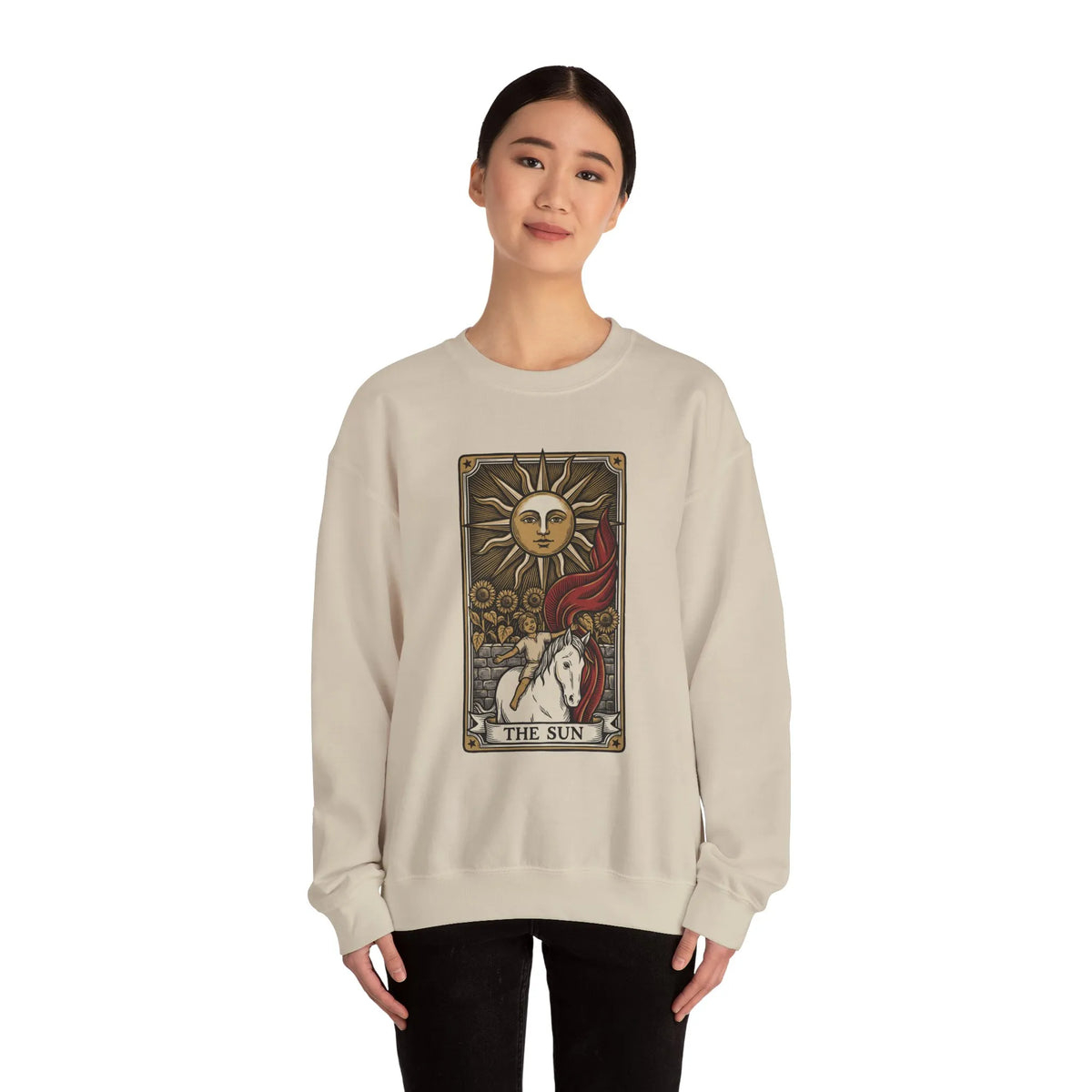 The Sun Tarot Card Sweatshirt - Heavy Blend Fleece Crewneck - Unisex White
