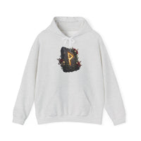 Wunjo Rune Floral Rock Graphic Hoodie - Warm Fleece Pullover Sweatshirt - Unisex White
