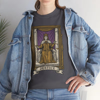Justice Tarot Card Graphic T-Shirt - Heavy Cotton Classic Fit Tee - Unisex White