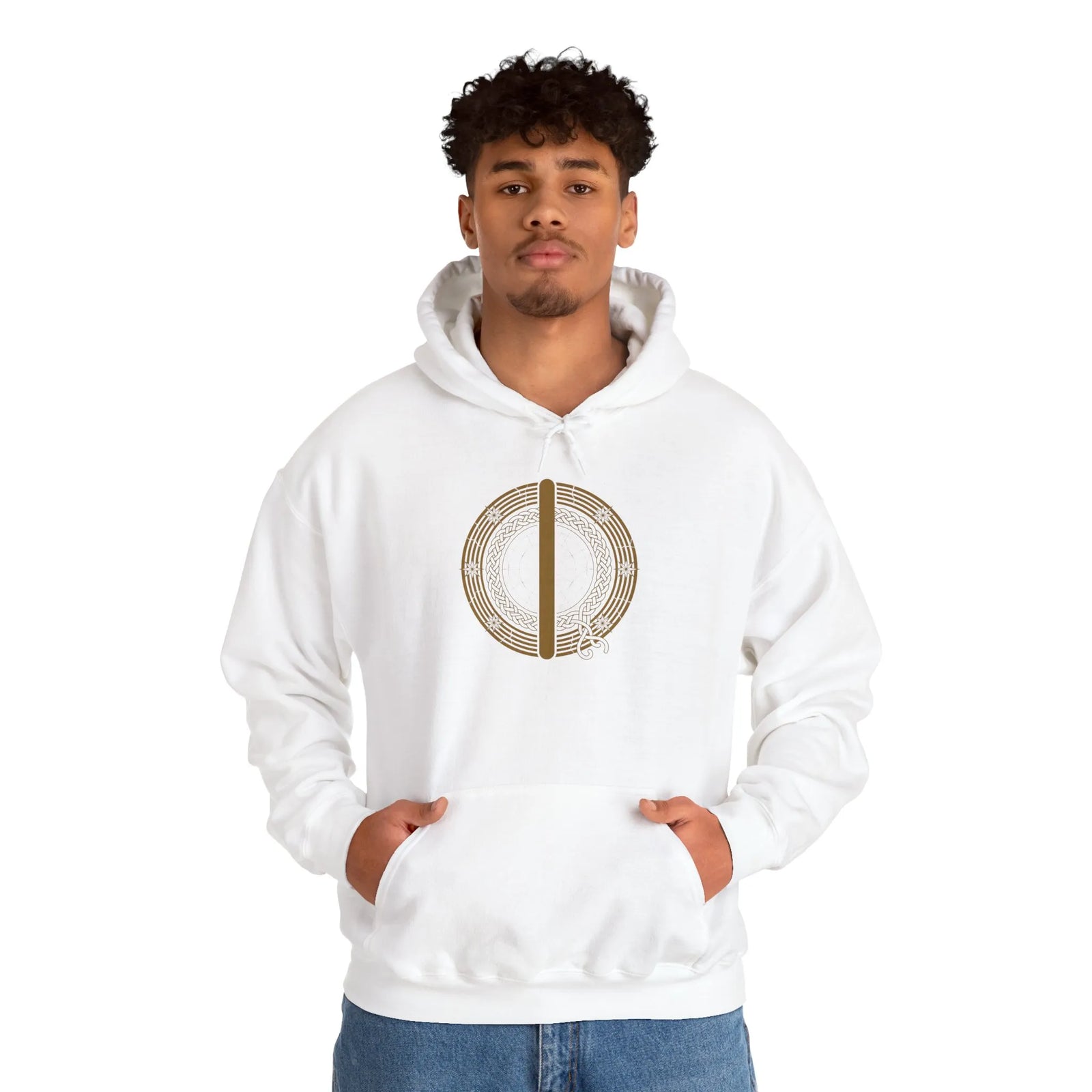 Isa Ice Stillness Rune Hoodie - Heavyweight Cotton Blend Pullover - Unisex White