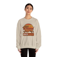 Retro 70s Sunset Dachshund Sweatshirt - Heavy Blend Cotton Blend Crewneck - Unisex White