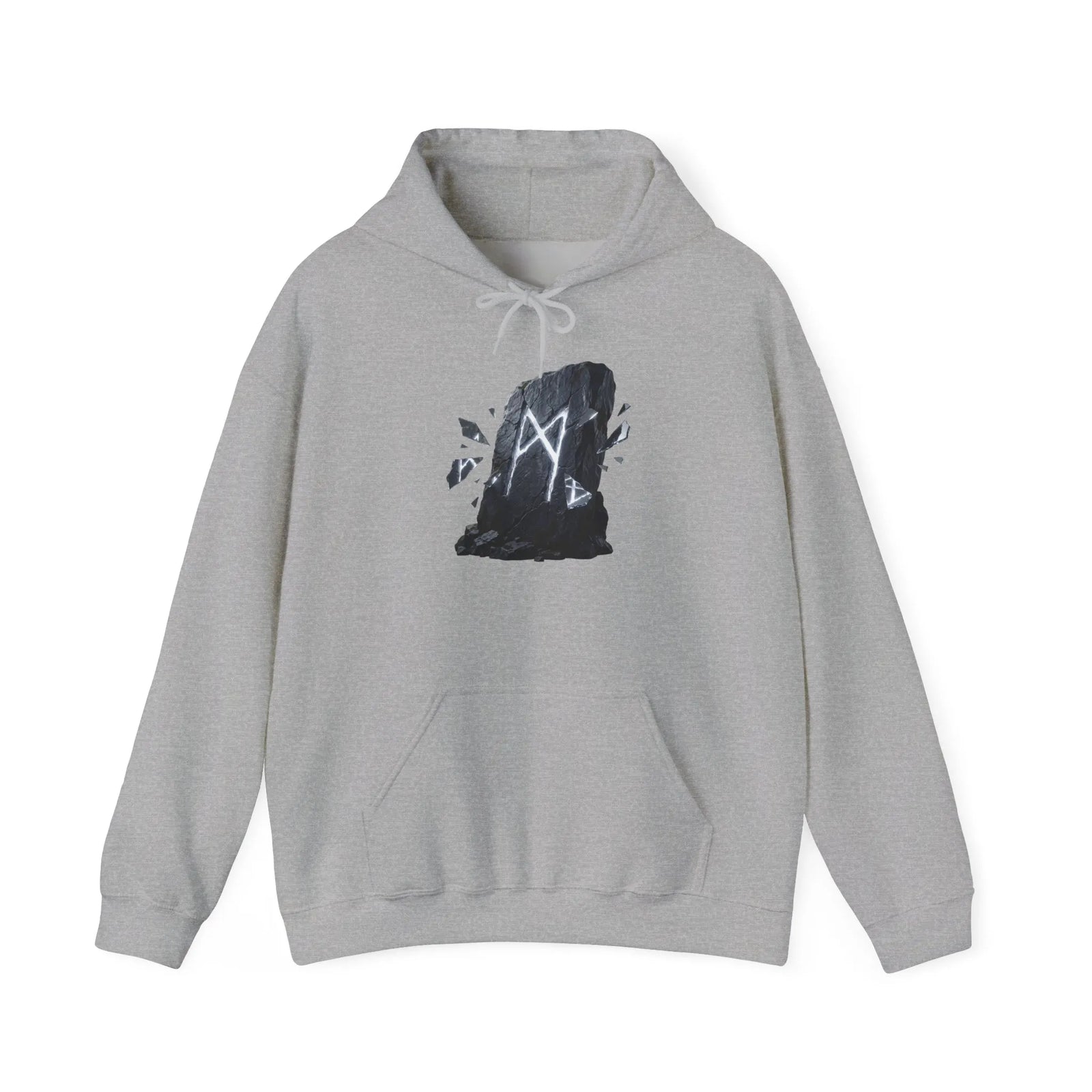 Mannaz Rune Humanity Reflection Hoodie - Heavyweight Fleece Pullover - Unisex White