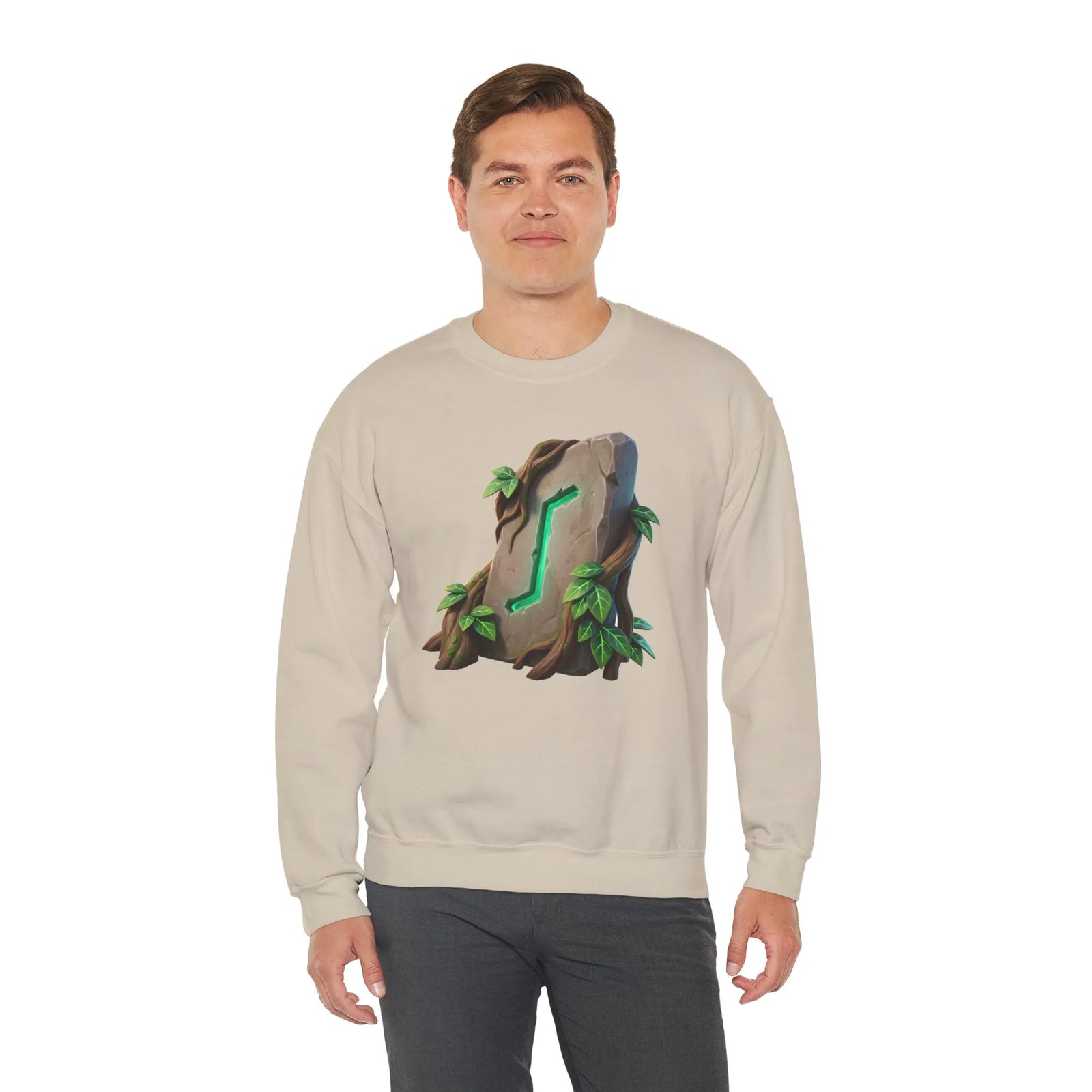 Eihwaz Rune Yggdrasil Tree Sweatshirt - Heavy Blend Classic Crewneck - Unisex Off White