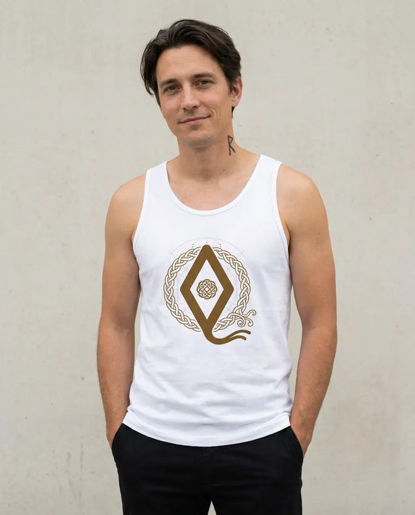Ingwaz Rune Seed of Potential Tank Top - Soft Ringspun Cotton Jersey - Unisex White