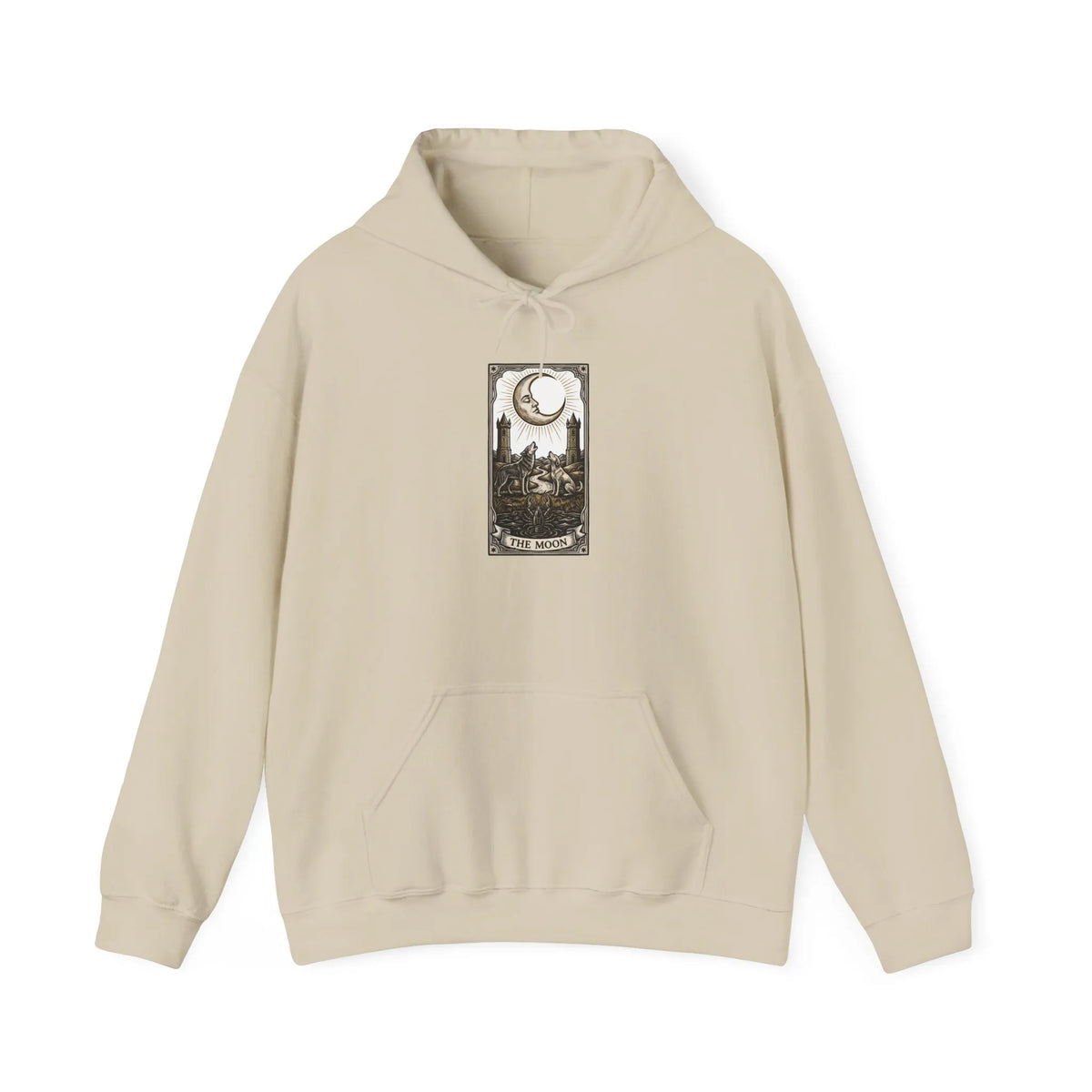 Moon Tarot Card Graphic Hoodie - Soft Fleece Blend Pullover - Unisex Ash