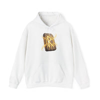 Raido Rune Journey Wheel Hoodie - Soft Cotton Blend Pullover Hooded - Unisex White