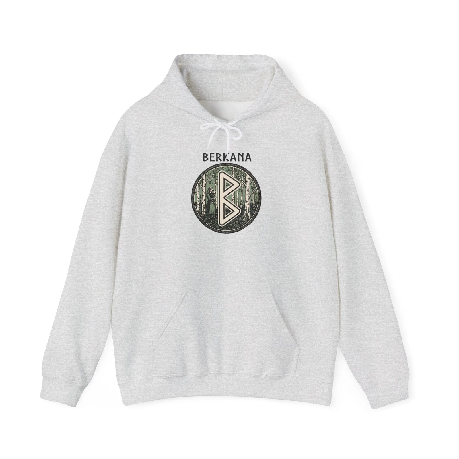Berkana Earth Mother Rune Hoodie - Classic Fit Fleece Pullover - Unisex White