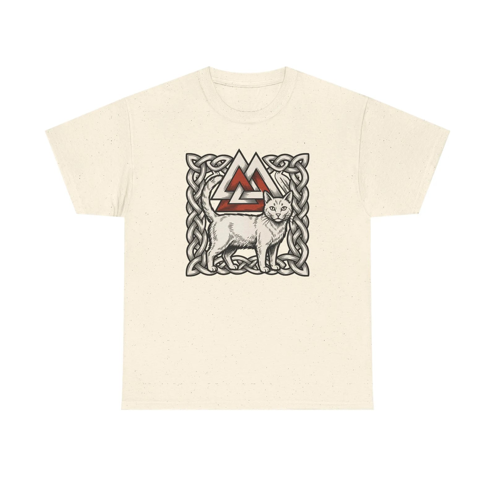 Valknut Cat Freyja's Sacred T-Shirt - Heavy Cotton Classic Fit Tee - Unisex White
