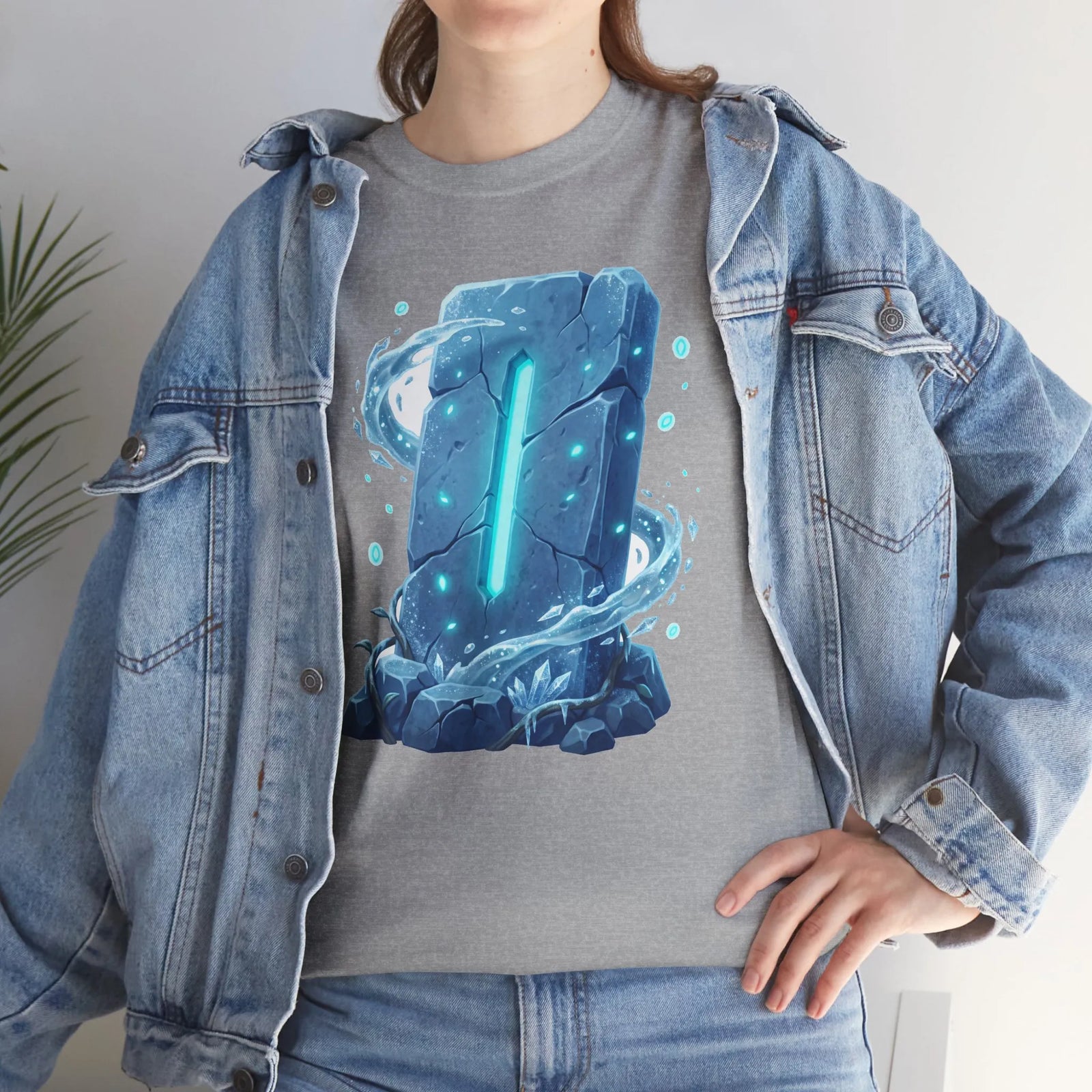 Glowing Isa Ice Rune T-Shirt - Heavy Cotton Classic Fit Tee - Unisex White