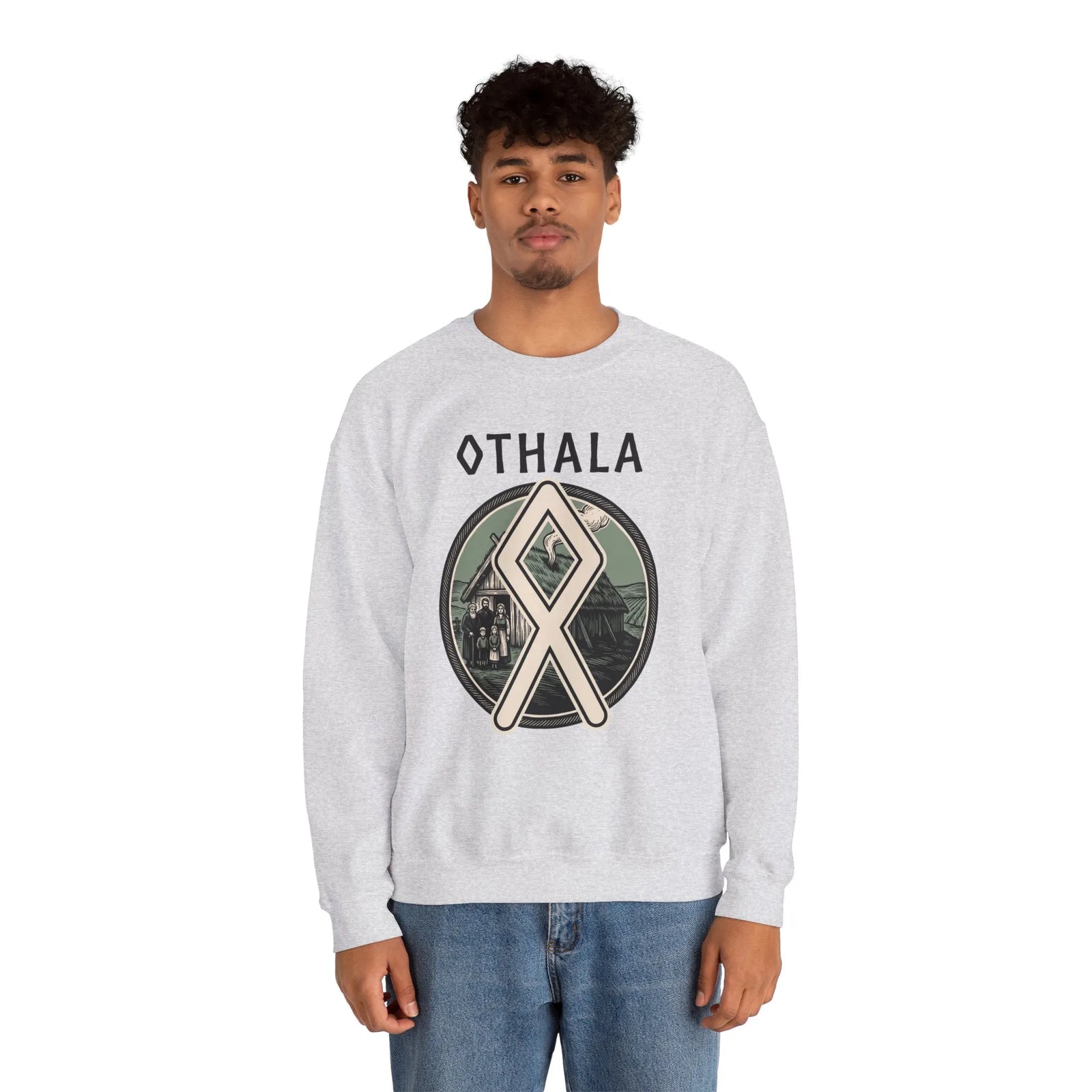 Othala Rune Inheritance Sweatshirt - Heavy Blend Crewneck Fleece - Unisex White