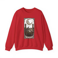 Moon Tarot Card Wolves Graphic Sweatshirt - Heavy Blend Fleece Crewneck - Unisex White