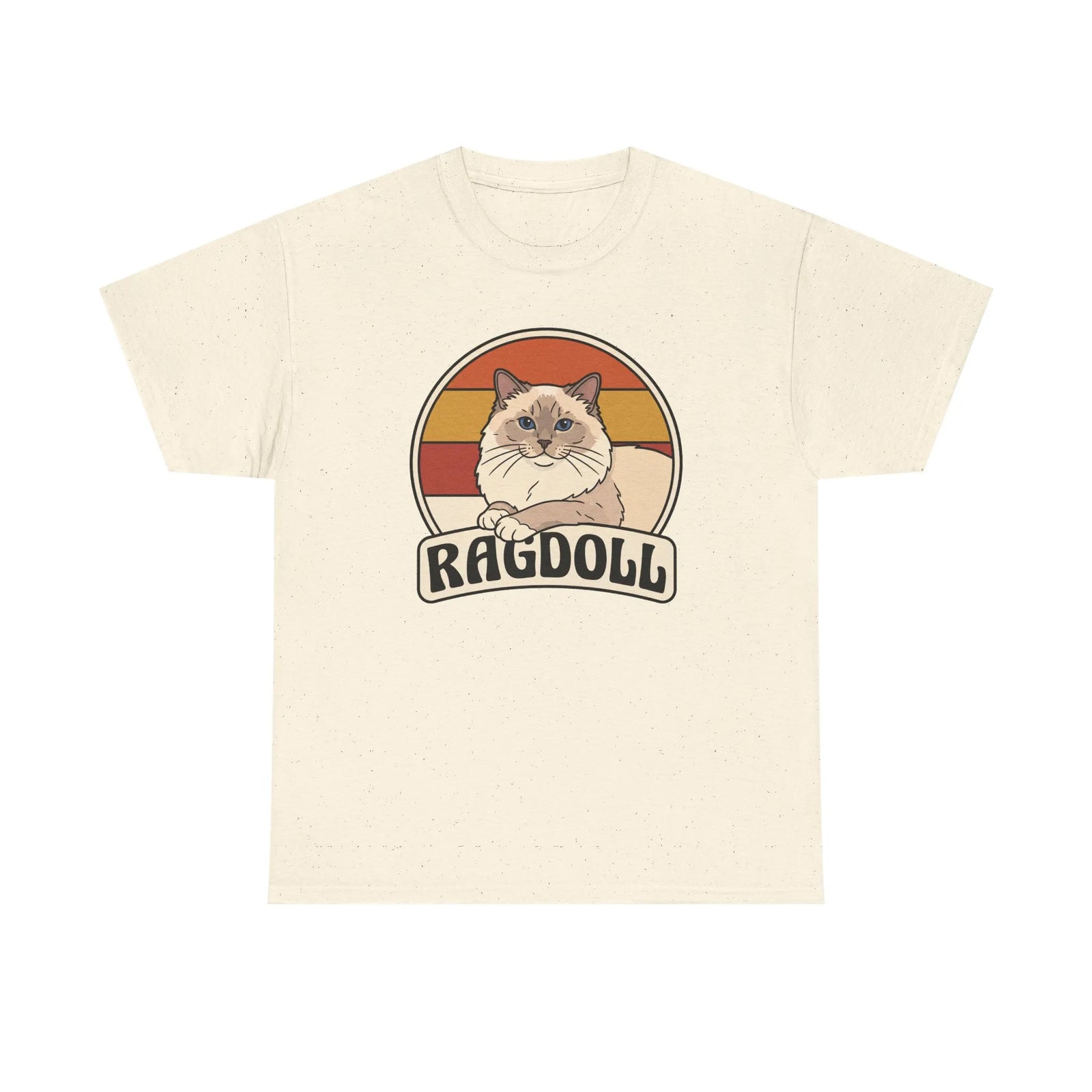 Ragdoll Cat Retro Sunset T-Shirt - Heavyweight Cotton Classic Tee - Unisex White