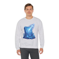 Tiwaz Rune Sword Graphic Sweatshirt - Heavy Blend Crewneck Fit - Unisex White