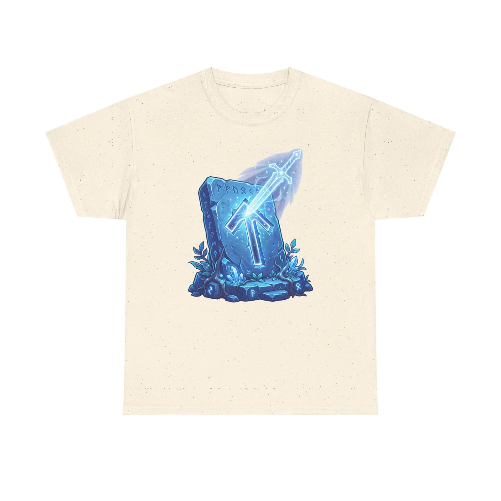 Tiwaz Tyr Sky Sword Graphic T-Shirt - Heavy Cotton Classic Fit Tee - Unisex White