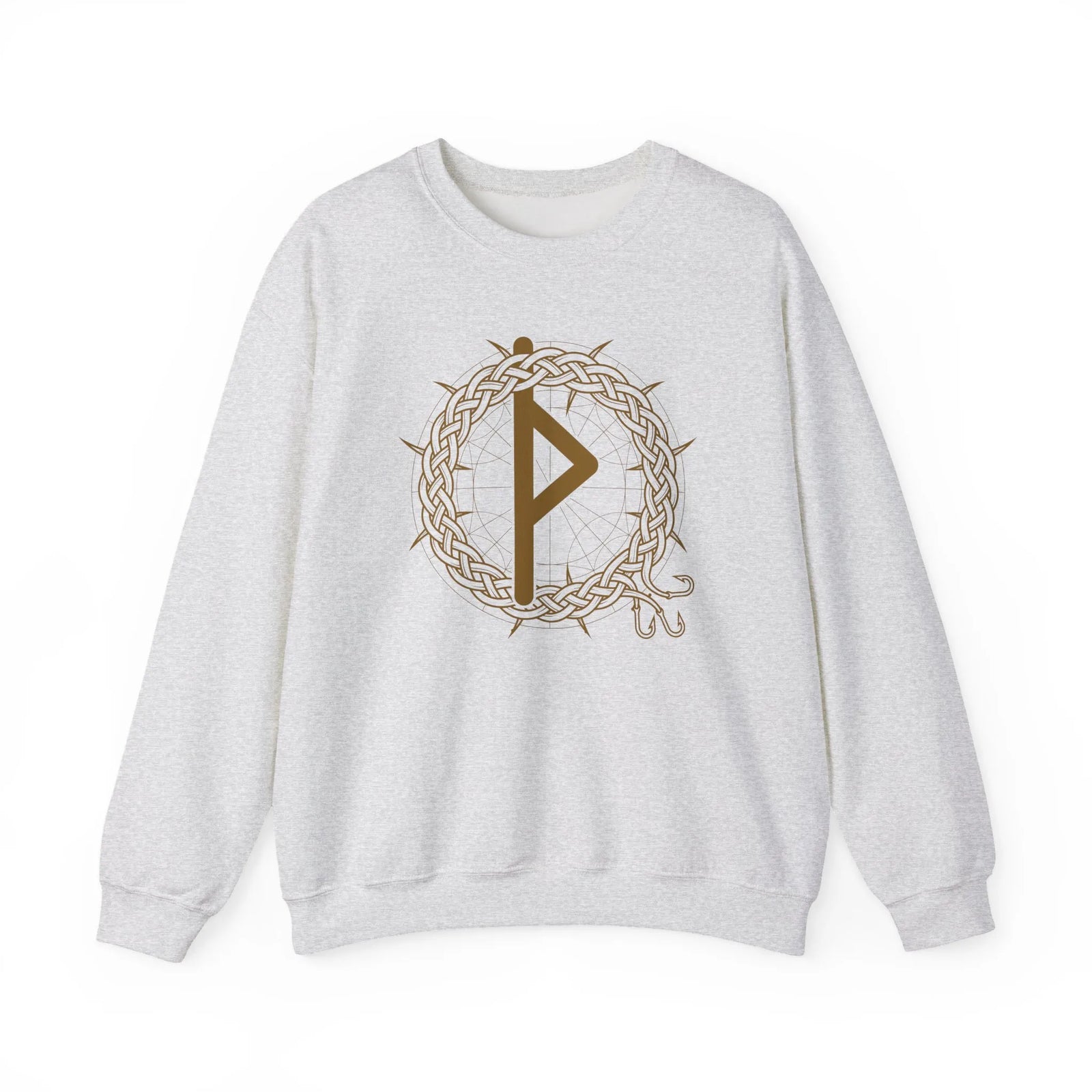 Thurisaz Rune Thorn Defense Sweatshirt - Heavy Blend Cotton Poly Crewneck - Unisex White