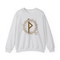 Thurisaz Rune Thorn Defense Sweatshirt - Heavy Blend Cotton Poly Crewneck - Unisex White