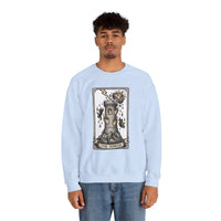The Tower Tarot Card Sweatshirt - Heavy Blend Fleece Crewneck - Unisex White