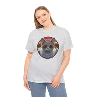 Russian Blue Cat Aviator T-Shirt - Heavy Cotton Classic Fit Tee - Unisex White