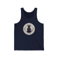 Meditating Cat Sacred Geometry Tank Top - Lightweight Airlume Cotton Retail Fit - Unisex Athletic Heather