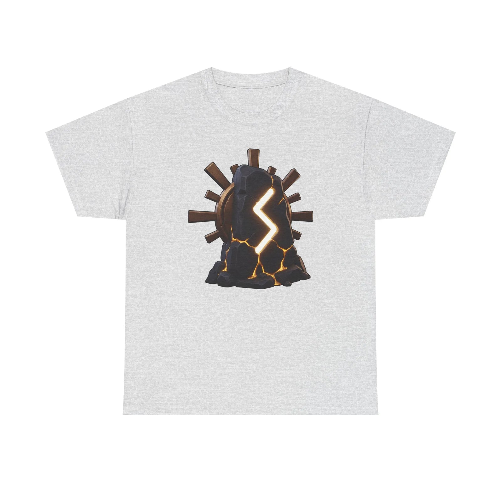 Sowulo Sun Ray Rune Graphic T-Shirt - Heavy Cotton Classic Fit Crewneck - Unisex White