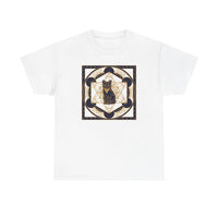 Metatron's Cat Sacred Geometry T-Shirt - Heavyweight Cotton Classic Fit Tee - Unisex White