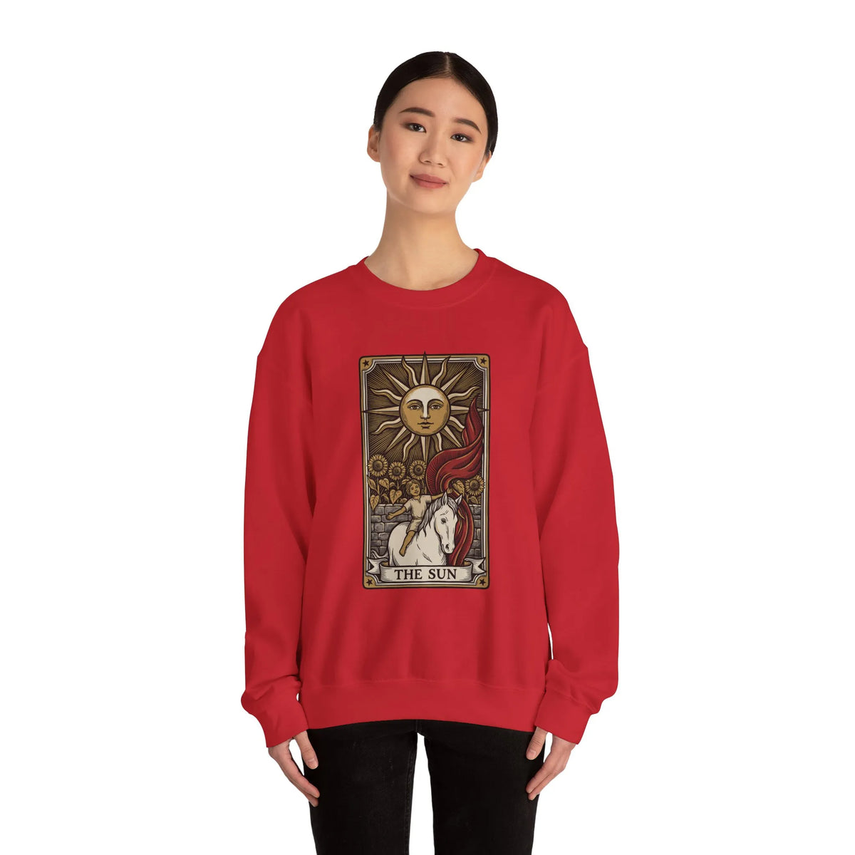 The Sun Tarot Card Sweatshirt - Heavy Blend Fleece Crewneck - Unisex White