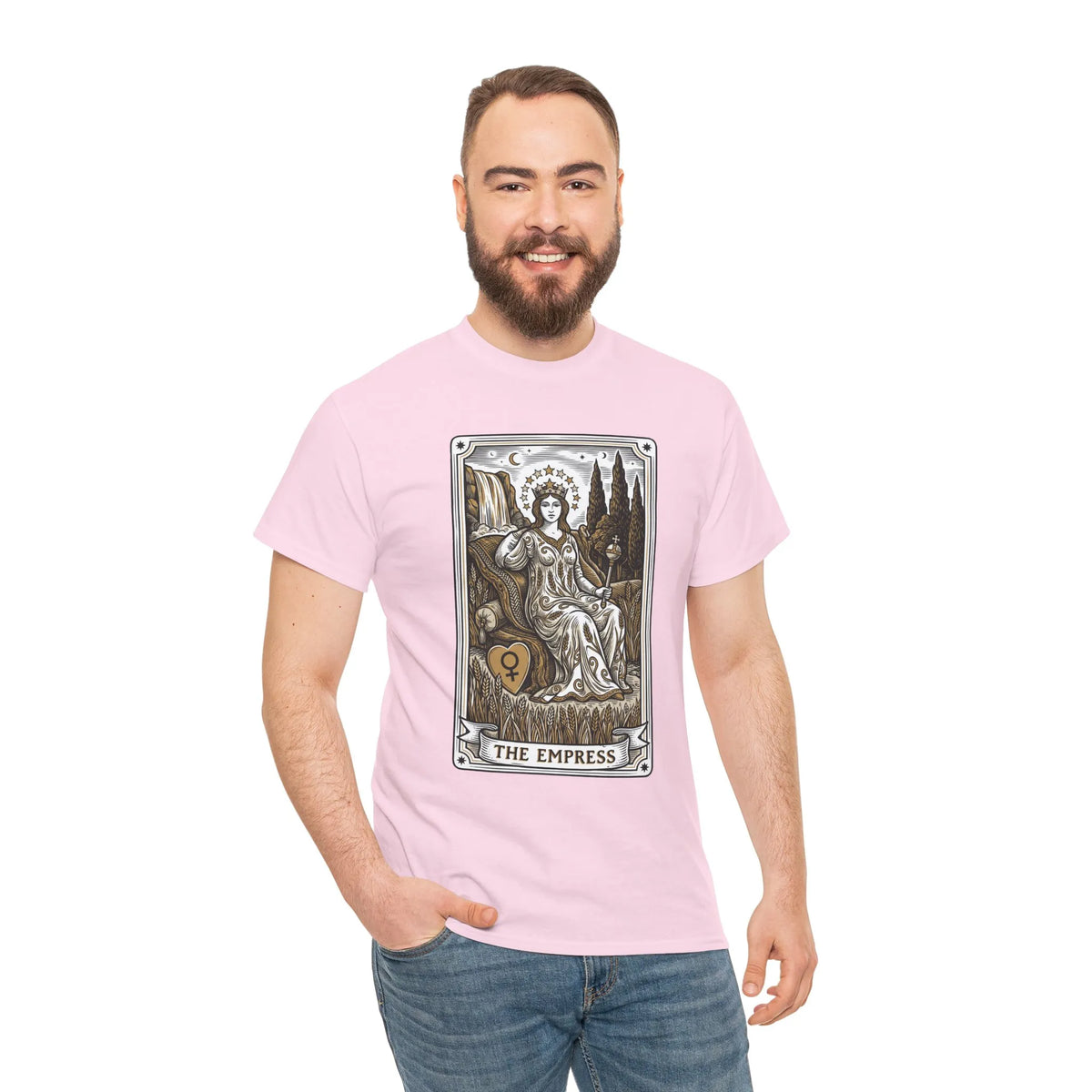 Empress Tarot Card Graphic T-Shirt - Heavy Cotton Classic Fit Tee - Unisex White