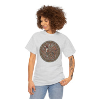 Norse Knotwork Hound Wolves T-Shirt - Heavy Cotton Classic Fit Tee - Unisex White