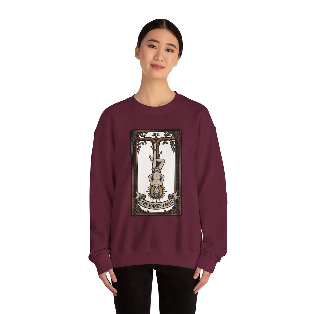 The Hanged Man Tarot Card Sweatshirt - Soft Fleece Classic Fit Crewneck - Unisex Off White