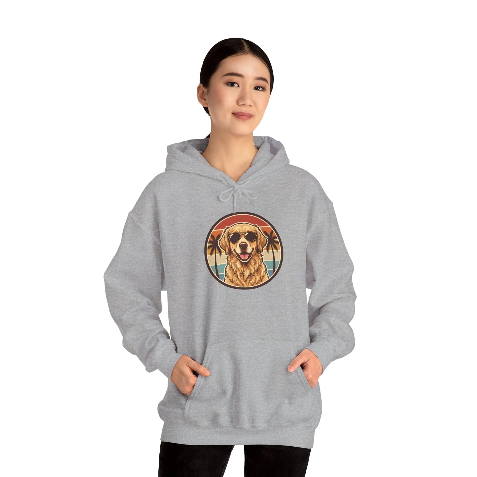Golden Retriever Cool Dog Hoodie - Soft Heavy Blend Fleece Pullover - Unisex White