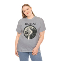 Thurisaz Rune Wolf Thorn T-Shirt - Medium Weight 100% Cotton Tee - Unisex White