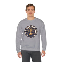 Sacred Geometry Alchemist Cat Sweatshirt - Heavy Blend Fleece Crewneck - Unisex White