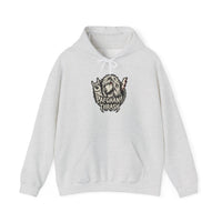 Headbanger Metal Dog Graphic Hoodie - Warm Cotton Blend Pullover - Unisex Ash