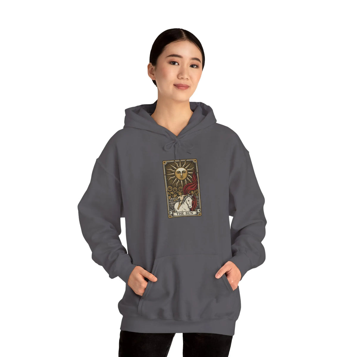 The Sun Tarot Card Hoodie - Heavy Blend Cotton-Poly Fleece Pullover - Unisex White