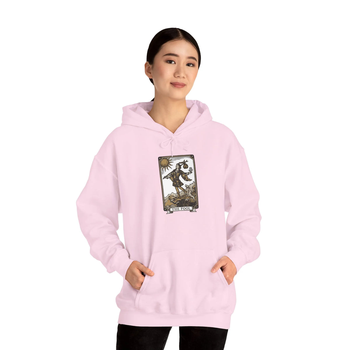 The Fool Tarot Card Hoodie - Heavy Blend Cotton Blend Pullover - Unisex White