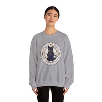 Sacred Geometry Meditating Cat Sweatshirt - Classic Fit Fleece Crewneck - Unisex White