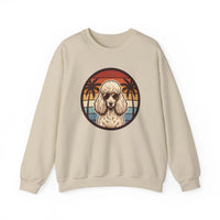 70s Sunset Poodle Aviators Graphic Sweatshirt - Heavy Blend Cotton-Poly Crewneck - Unisex White