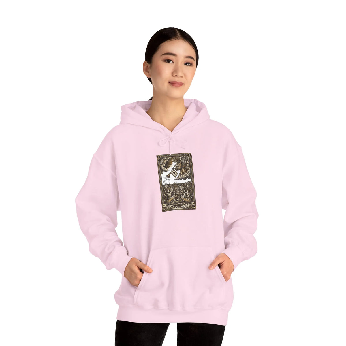 Judgement Tarot Card Graphic Hoodie - Heavyweight Cotton Blend Pullover - Unisex White